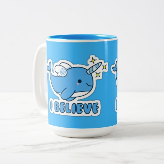 Narwhal geloof ik tweekleurige koffiemok (Voorkant links)