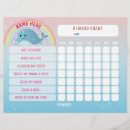 Narwhal Girl Reward Chart Personalised Planner Flyer