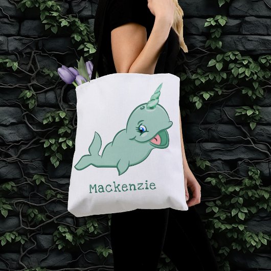 Narwhal Green | Cute Chibi Cartoon Baby Tote Bag