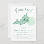 Narwhal Green | Cute Mint Chibi Cartoon Bubble Gum Kaart (Voorkant)