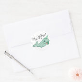 Narwhal Green | Cute Mint Chibi Cartoon Zee Life Ronde Sticker (Envelop)