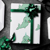 Narwhal Green | Cute Mint Chibi Cartoon Zee Party Cadeaupapier