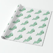 Narwhal Green | Cute Mint Chibi Cartoon Zee Party Cadeaupapier (Uitgerold)