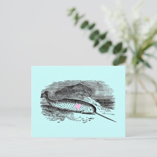 Narwhal Heart Briefkaart (Staand voorkant)