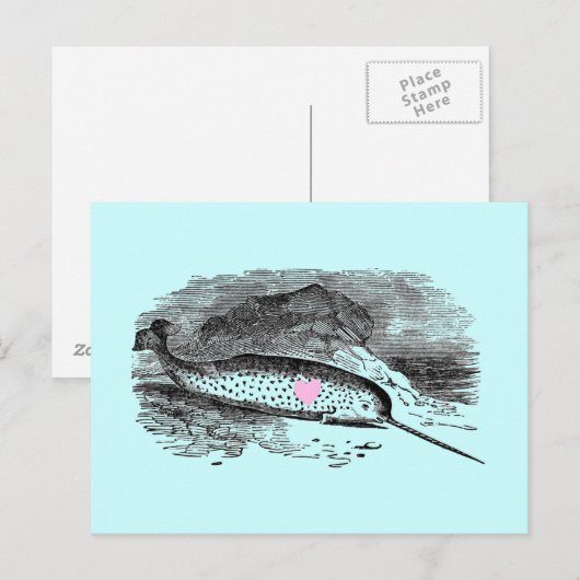 Narwhal Heart Briefkaart (Voorkant / Achterkant)