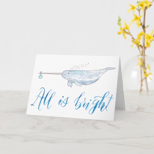 Narwhal Holiday Kaart (Gele Bloem)