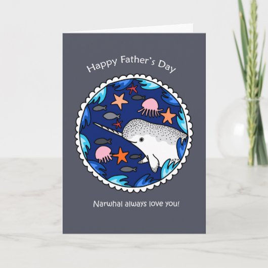 Narwhal houdt altijd van je Happy Vaderdag Bedankkaart (Voorkant)
