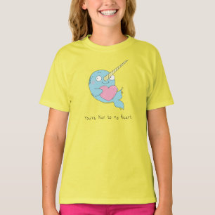 Narwhal Hugging a Heart Girl's Kind T-shirt