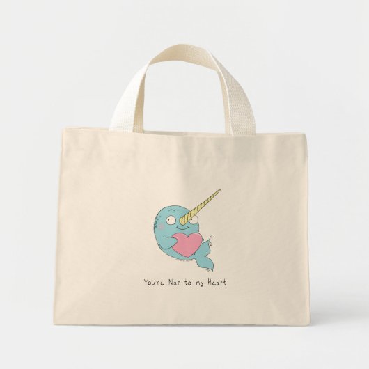 Narwhal Hugging a Heart Valentijn Day Canvas tas (Voorkant)