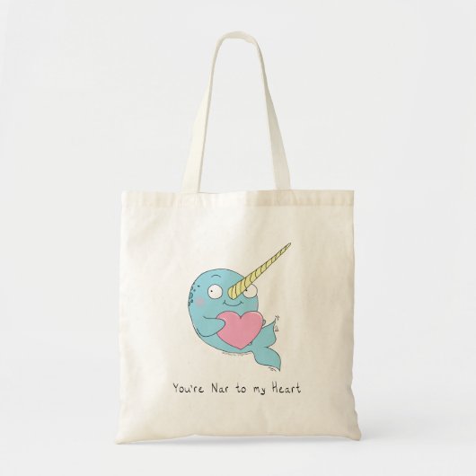 Narwhal Hugging a Heart Valentijn Day Canvas tas (Voorkant)