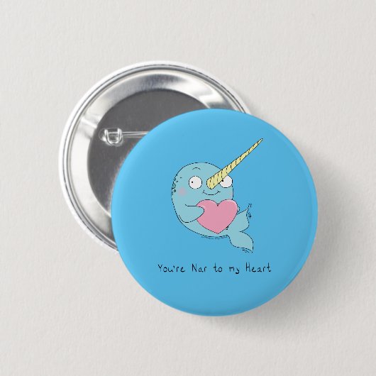 Narwhal Hugging Heart Valentijn Day Button Pin (Voorkant /achterkant)