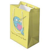 Narwhal Hugging Heart Valentijn's Day Gift Bag Medium Cadeauzakje (Achterkant Gekanteld)