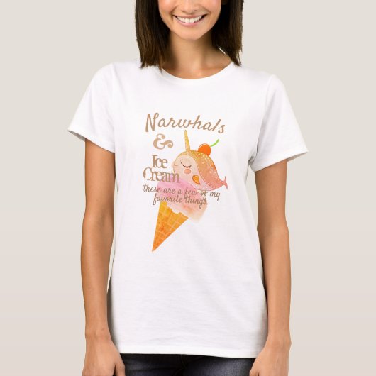 Narwhal Icecream cone favoriete dingen gepersonali T-shirt (Voorkant)