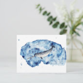 Narwhal in a splash of watercolour briefkaart (Staand voorkant)