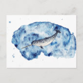 Narwhal in a splash of watercolour briefkaart (Voorkant)
