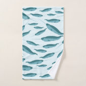 Narwhal in Blue Ocean Pattern Bad Handdoek (Handdoek)