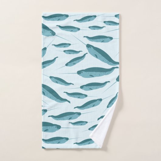 Narwhal in Blue Ocean Pattern Bad Handdoek (Handdoek)