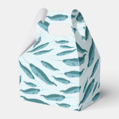 Narwhal in Blue Ocean Pattern Bedankdoosjes (Achterkant)