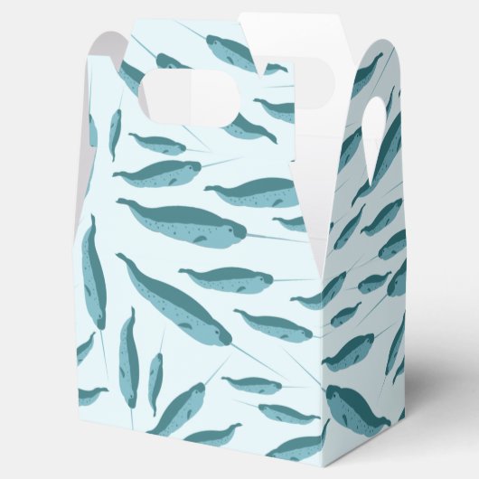 Narwhal in Blue Ocean Pattern Bedankdoosjes (Geopend)