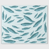 Narwhal in Blue Ocean Pattern Cadeaupapier (Vlak)