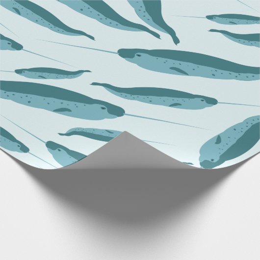 Narwhal in Blue Ocean Pattern Cadeaupapier (Hoek)