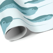 Narwhal in Blue Ocean Pattern Cadeaupapier (Rol Hoek)