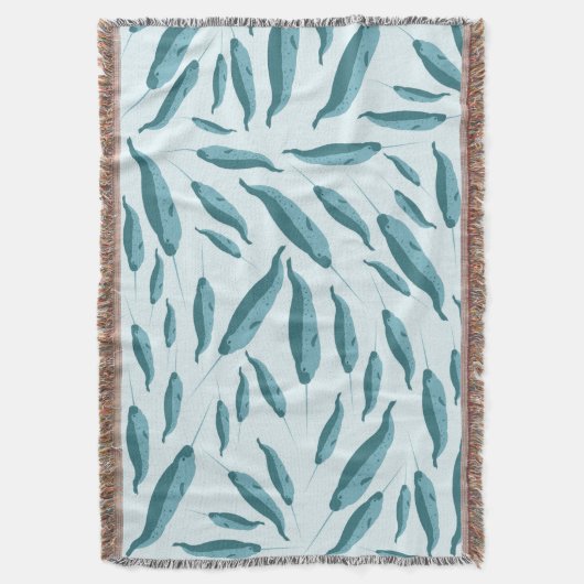 Narwhal in Blue Ocean Pattern Deken (Voorkant Verticaal)
