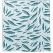 Narwhal in Blue Ocean Pattern Douchegordijn (Voorkant)