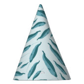 Narwhal in Blue Ocean Pattern Feesthoedjes (Rechts)