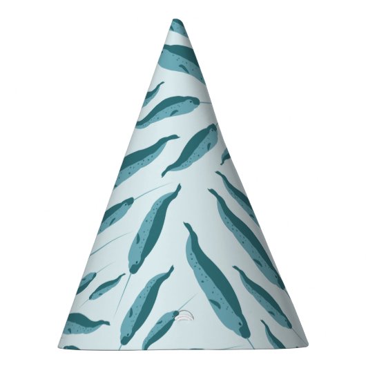 Narwhal in Blue Ocean Pattern Feesthoedjes (Rechts)