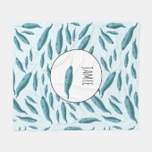 Narwhal in Blue Ocean Pattern Fleece Deken (Voorkant (Horizontaal))