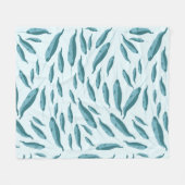 Narwhal in Blue Ocean Pattern Fleece Deken (Voorkant (Horizontaal))