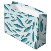 Narwhal in Blue Ocean Pattern Groot Cadeauzakje (Achterkant Gekanteld)