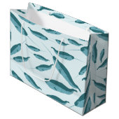 Narwhal in Blue Ocean Pattern Groot Cadeauzakje (Voorkant Gekanteld)