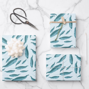 Narwhal in Blue Ocean Pattern Inpakpapier Vel