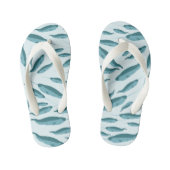 Narwhal in Blue Ocean Pattern Kinder Teenslippers (Voetbed)