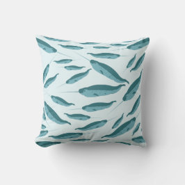 Narwhal in Blue Ocean Pattern Kussen