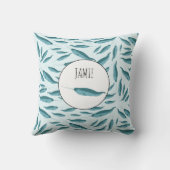 Narwhal in Blue Ocean Pattern Kussen (Achterkant)