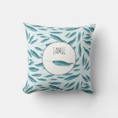 Narwhal in Blue Ocean Pattern Kussen (Voorkant)