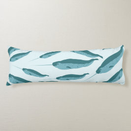 Narwhal in Blue Ocean Pattern Lichaamskussen