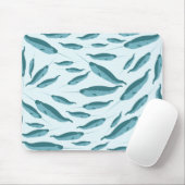 Narwhal in Blue Ocean Pattern Muismat (Met muis)