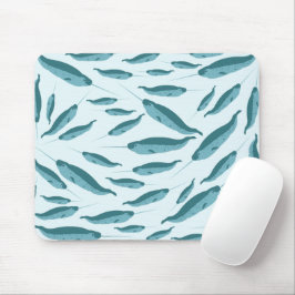 Narwhal in Blue Ocean Pattern Muismat