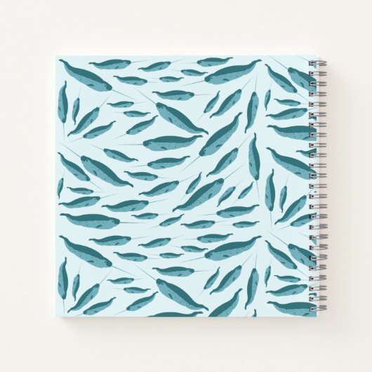Narwhal in Blue Ocean Pattern Notitieboek (Achterkant)