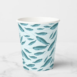Narwhal in Blue Ocean Pattern Papieren Bekers