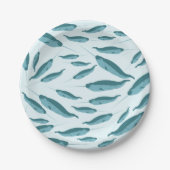 Narwhal in Blue Ocean Pattern Papieren Bordje (Voorkant)