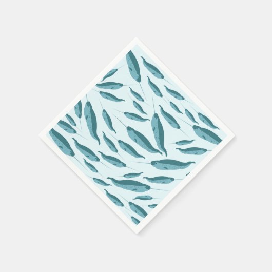 Narwhal in Blue Ocean Pattern Servet (Hoek)