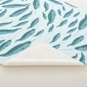 Narwhal in Blue Ocean Pattern Sherpa Deken (3/4)