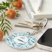 Narwhal in Blue Ocean Pattern Sleutelhanger (Voorkant Rechts)