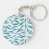 Narwhal in Blue Ocean Pattern Sleutelhanger (Achterkant)