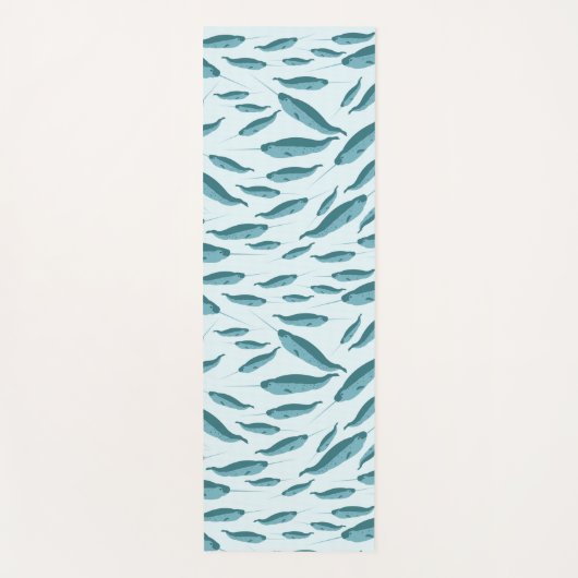 Narwhal in Blue Ocean Pattern Yogamat (Voorkant)